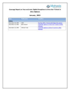 Coverage Report on Year-end note: Digital disruptions to Drive the IT Street in 2016:Mphasis