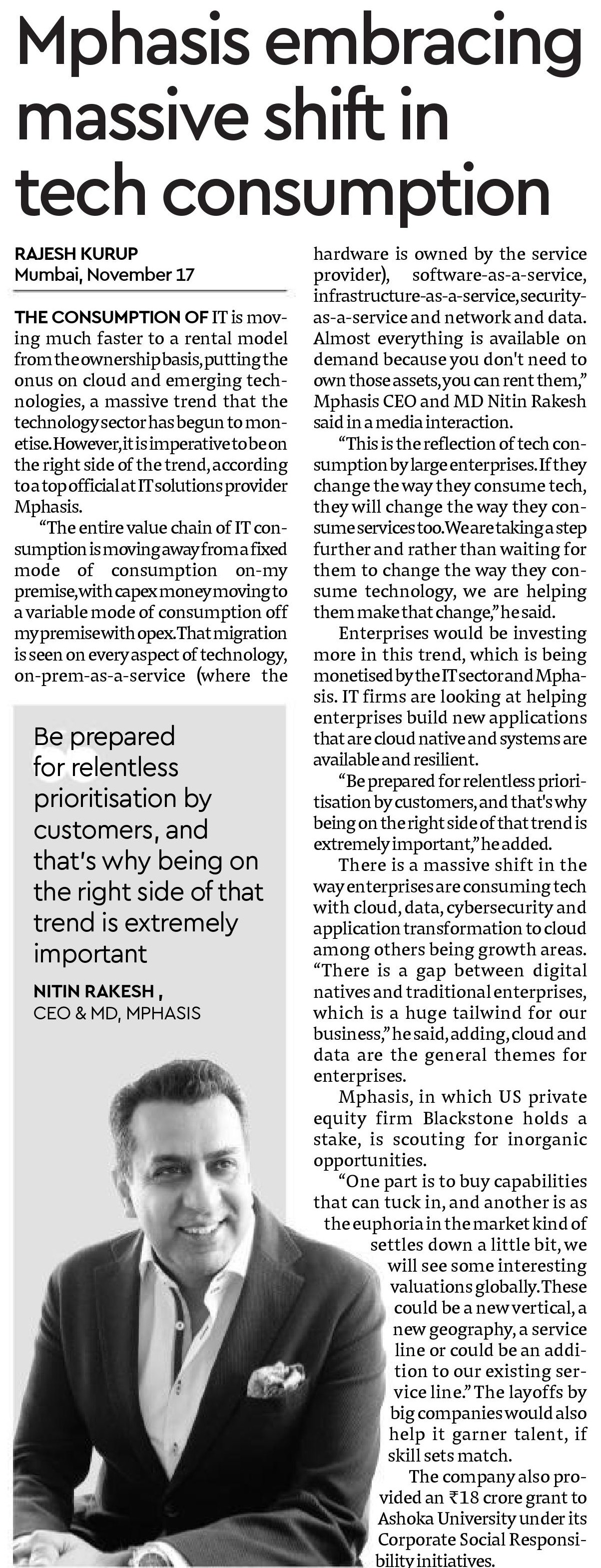 Interaction with Nitin Rakesh and Financial Express